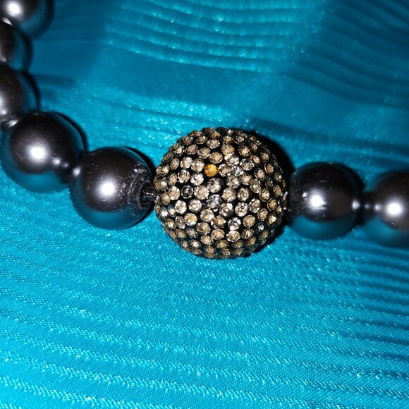 BOLD and BEAUTIFUL SUITE of GRAY PEARL JEWELRY : NECKLACE, BRACELET, EARRINGS - Picture 15 of 16